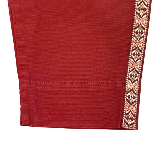 Anthropologie Women's Burgundy Pants Size 4 W/ Embroidered Side Stripes NWT - Picture 5 of 16